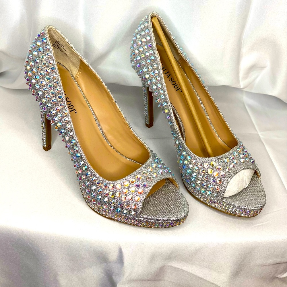 Thalia Sodi Silver Reflective Heels